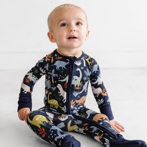 Little Sleepies Navy Jurassic Jungle Bamboo Viscose Zippy